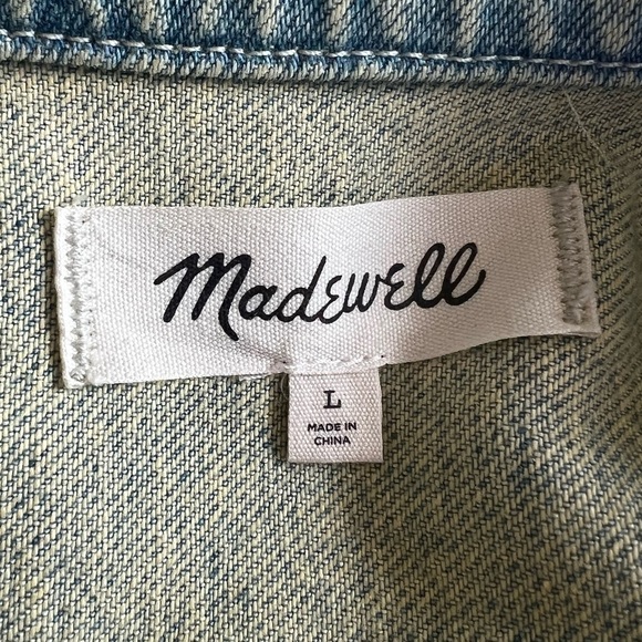 Madewell Denim Jacket Womens L Oversized Distressed Jean Jacket New - Picture 3 of 8